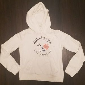 White HOLLISTER logo hoodie